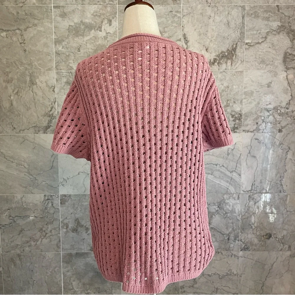 DKNY Jeans Loose Knit Short Sleeve Top - Picture 7 of 9